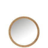 Détail du miroir J-Line Round, finition bois naturel, style bohème
