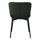 Chaise Maceda en bouclé vert foncé, mise en scène dans une salle à manger moderne