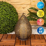 Lumière de décolage LED 27,8 cm de haut en or antique, pour l'extérieur, en métal et en plastique, avec LED intégrée