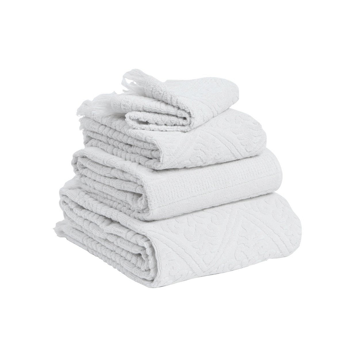 Drap de douche Zoé Craie de Vivaraise, en coton blanc avec finition à franges