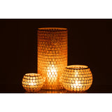 Vase mosaïque rond en verre orange de 29 cm - Gros plan sur la texture