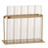Vase 5 tubes J-Line en métal doré et verre, vue de face