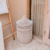 Panier à linge avec couvercle KAJA en fibre de banane