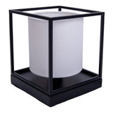 Lampe de table "bêta" blanche en métal avec parapluie de tissu en blanc, avec socket E14, lampe pour le salon, salle à manger, couloir et bureau, 15 x 15 x 17 cm
