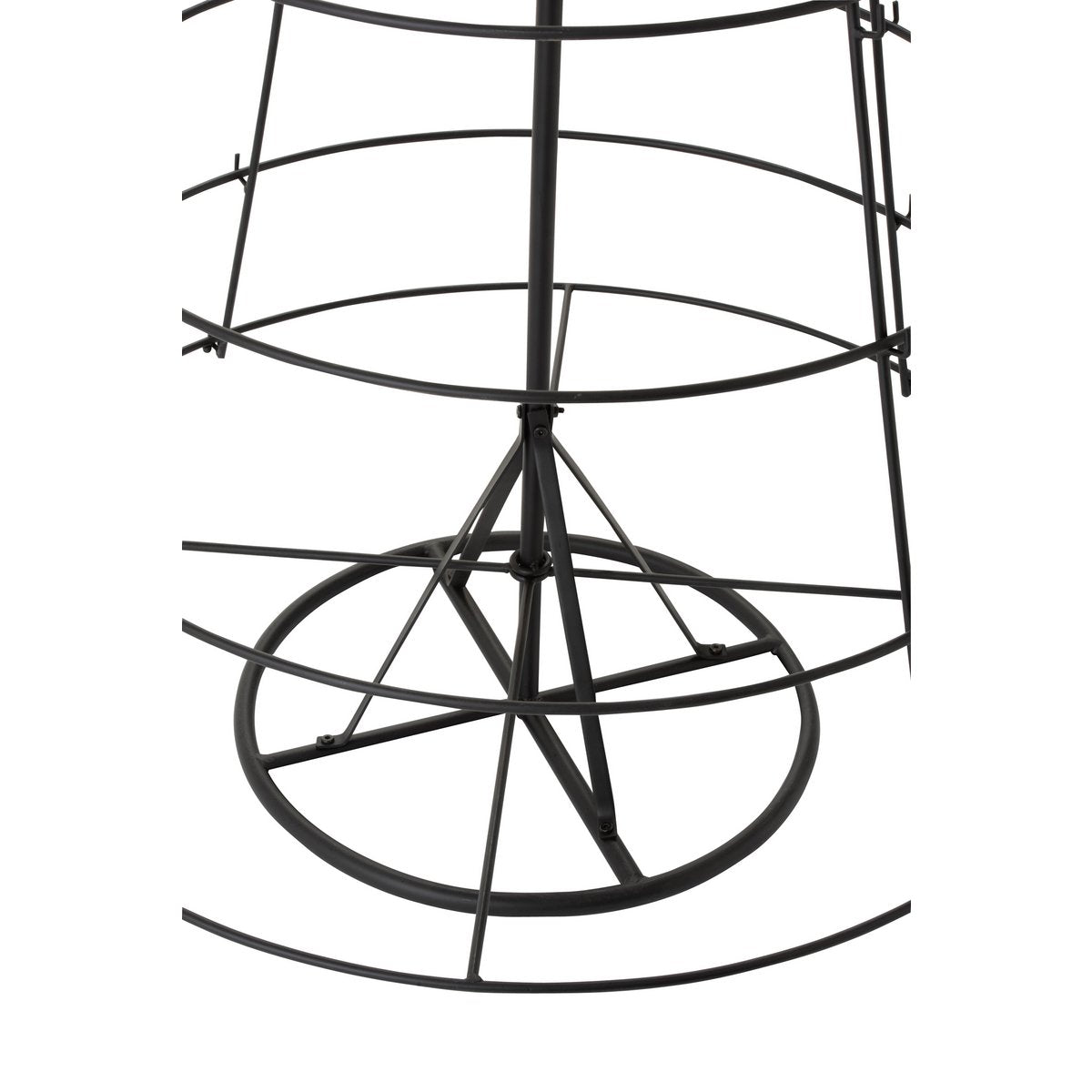 Détail du tréle de Noël en métal noir, structure élégante