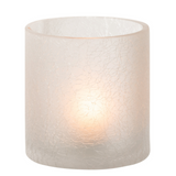 Lanterne J-Line Cylindre Crackle en verre blanc vue de face