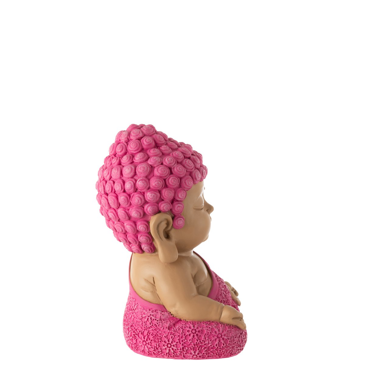 Figurine J-Line Moine Zen en polyrésine rose - vue de face