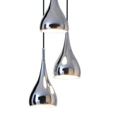 "Style" pendentif 3-BE, lampe à pensionnal classique rétro en métal gloss chromé avec des cadres E27, parapluie Ø16 cm, total Ø30 cm, idéal pour la salle à manger, le salon et la cuisine.