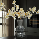 Vase en verre soufflé imitation marbre noir blanc beige Lindi Elite