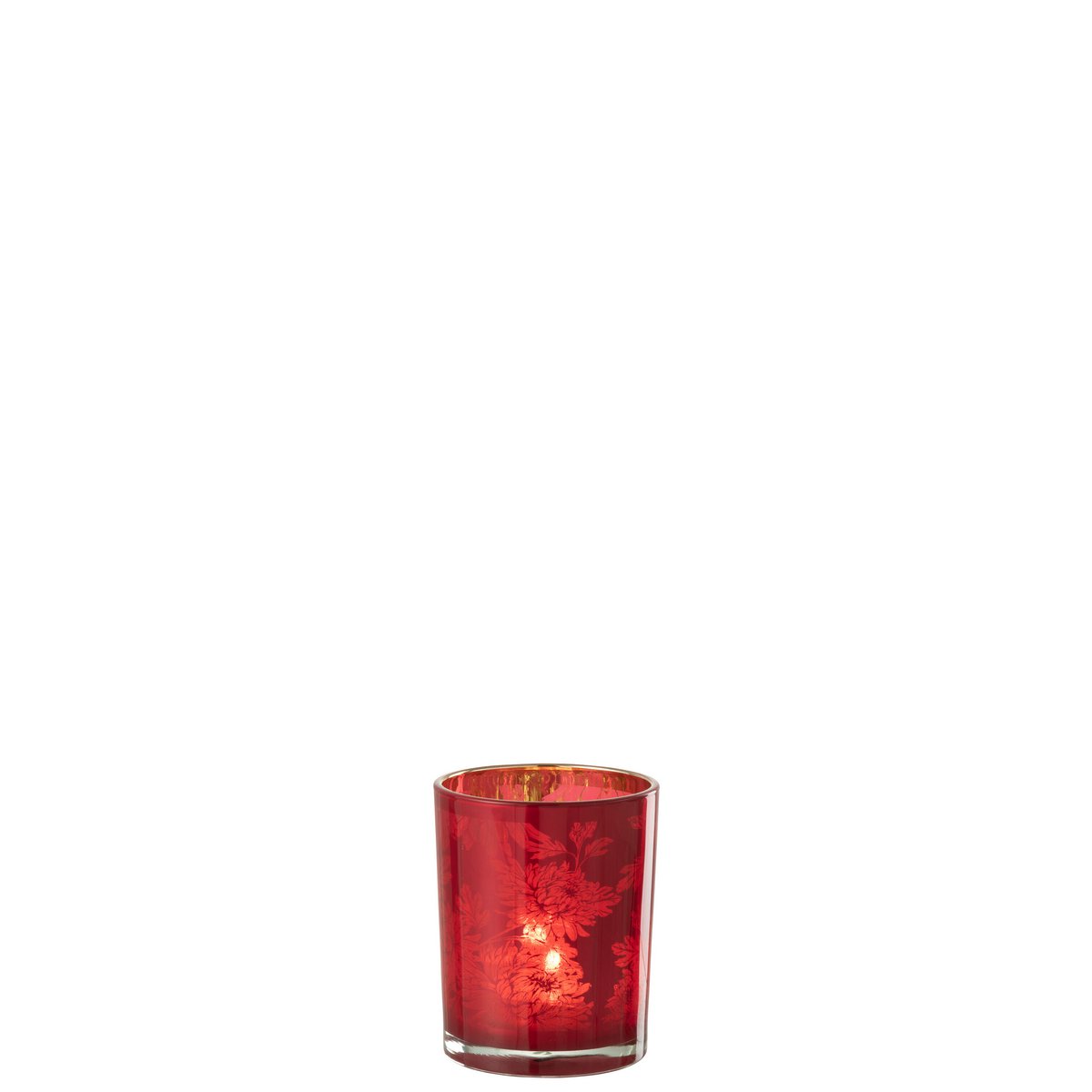 Lanterne J-Line Fleurs en verre rouge, vue de face