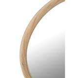 Miroir rond J-Line en rotin naturel, vue frontale