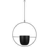 Vue latérale du pot Dexter Noir, accroché au plafond