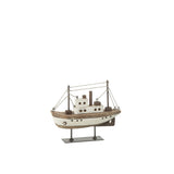 Décoration J-Line Boat en bois naturel et blanc, design élégant