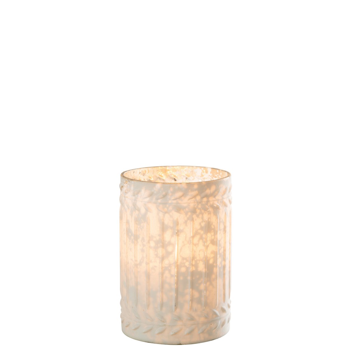 Bougeoir J-Line Ezy en verre blanc - détail de la texture