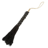 Les Perles en Bois avec Pompon en Coton - Noir