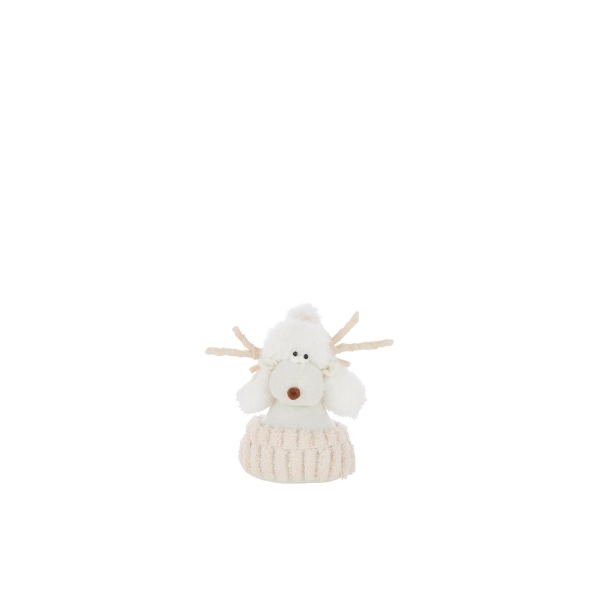 Figurine Renne J-Line en polyrésine, couleur blanc et écru, design élégant
