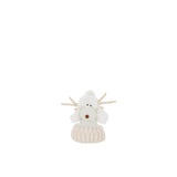 Figurine Renne J-Line en polyrésine, couleur blanc et écru, design élégant