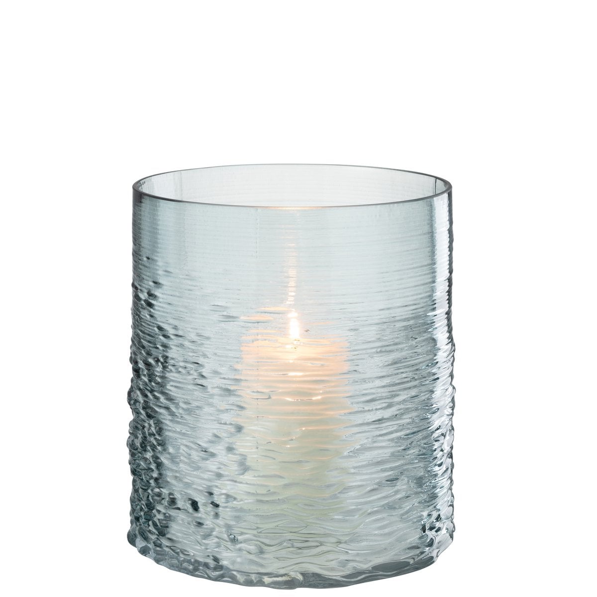 Photophore J-Line Windlicht Sea en verre bleu, vue de face