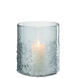 Photophore J-Line Windlicht Sea en verre bleu, vue de face