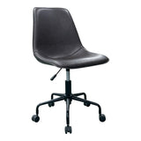 Chaise de bureau Monaco en cuir PU marron avec base en métal noir, vue de face