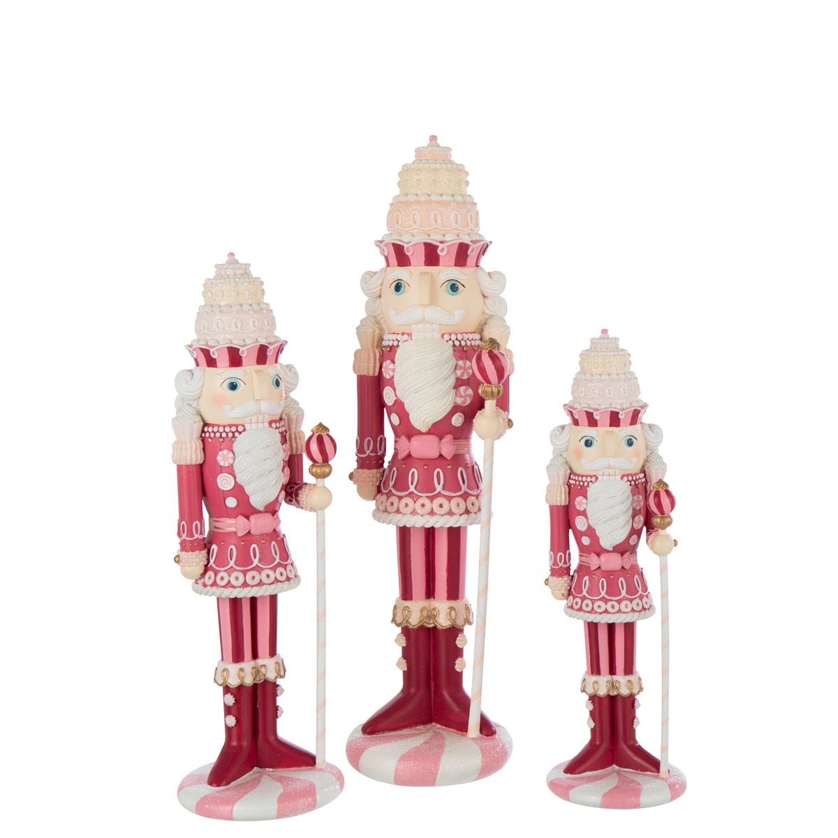 Figurine J-Line Casse-Noisette Candy en polyrésine blanche et rose