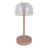 Lampe de table de batterie LED à 2 ert "Gomba" pour l'extérieur et à l'intérieur, en métal et en plastique dans l'amande givré, 18,5 cm de haut