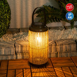 LED SOLAIRE LED "KORBINIAN" pour le jardin et la terrasse, lampe décorative en métal avec tension de jute dans la nature, LED lampe solaire fermement installée pour l'extérieur 29 x 13 cm