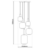 5 Lampe pendentielle "FUMO", lampe à pensionnaire en métal et en verre en noir, avec une douille E14, pour la salle à manger, le salon, le couloir ou le bureau, lampe suspendue Ø Env.