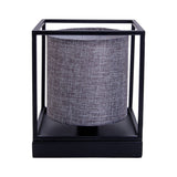 Table légère "bêta" gris en métal avec écran de tissu en gris, avec douille E14, lampe pour le salon, salle à manger, couloir et bureau, 15 x 15 x 17 cm