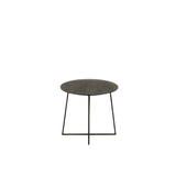 Table basse ronde J-Line en bois noir avec métal, vue de face