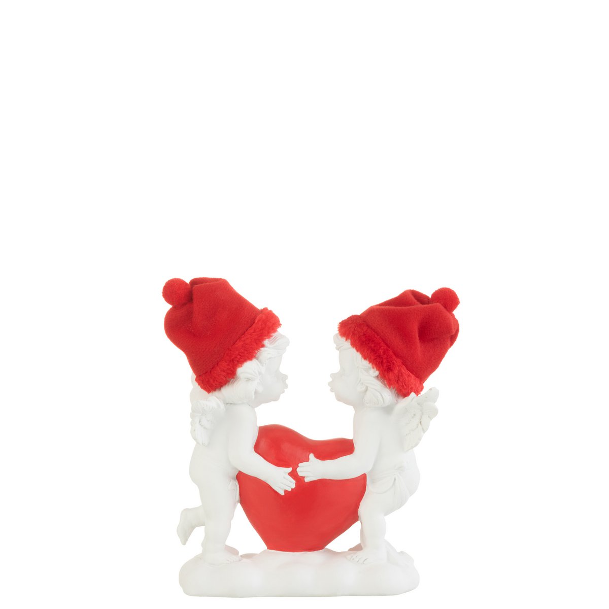 Chapeau Coeur d'Ange J-Line en polyresine rouge et blanc, élégant et décoratif
