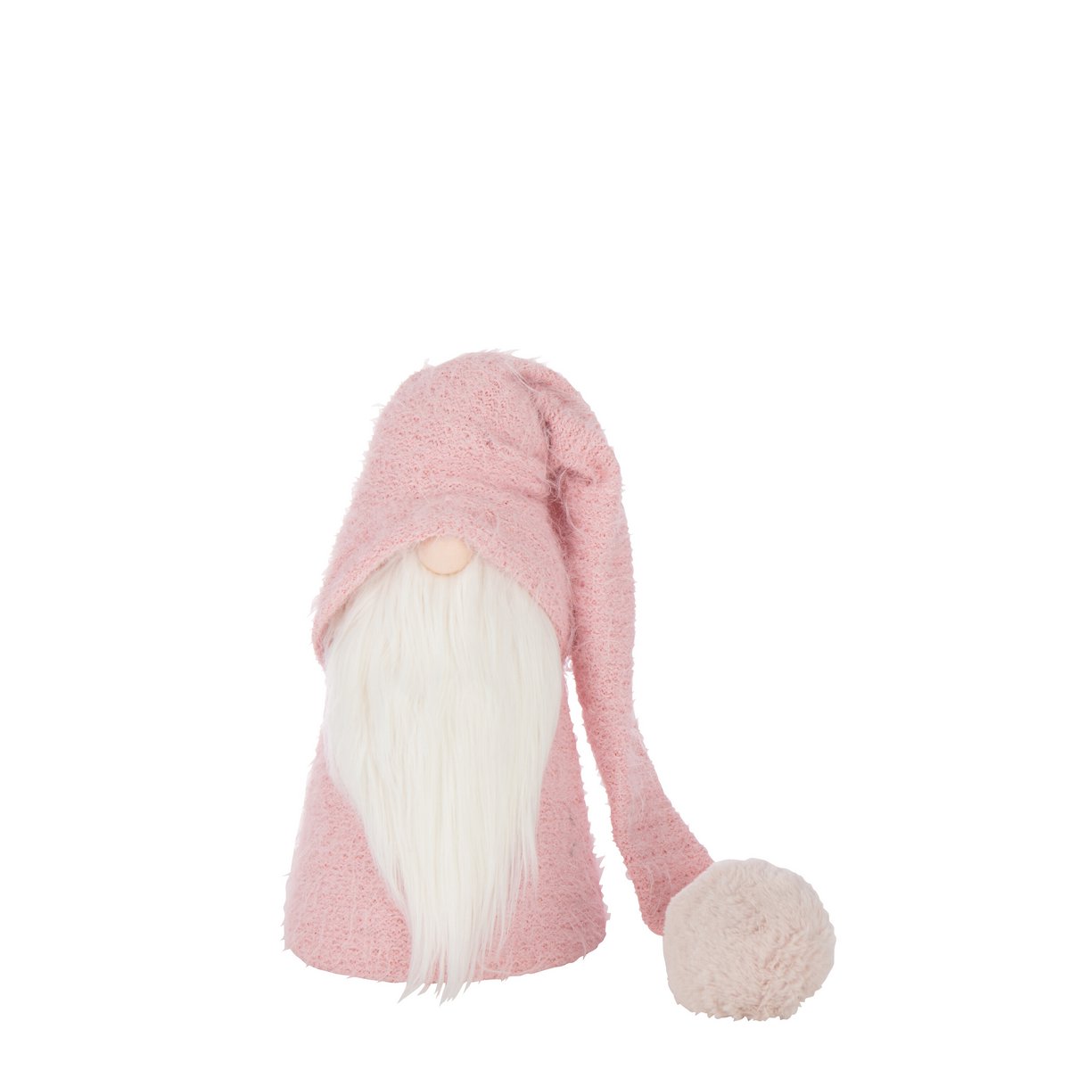 Figurine J-Line Père Noël Hiver en polyresine rose et blanc, élégante et festive