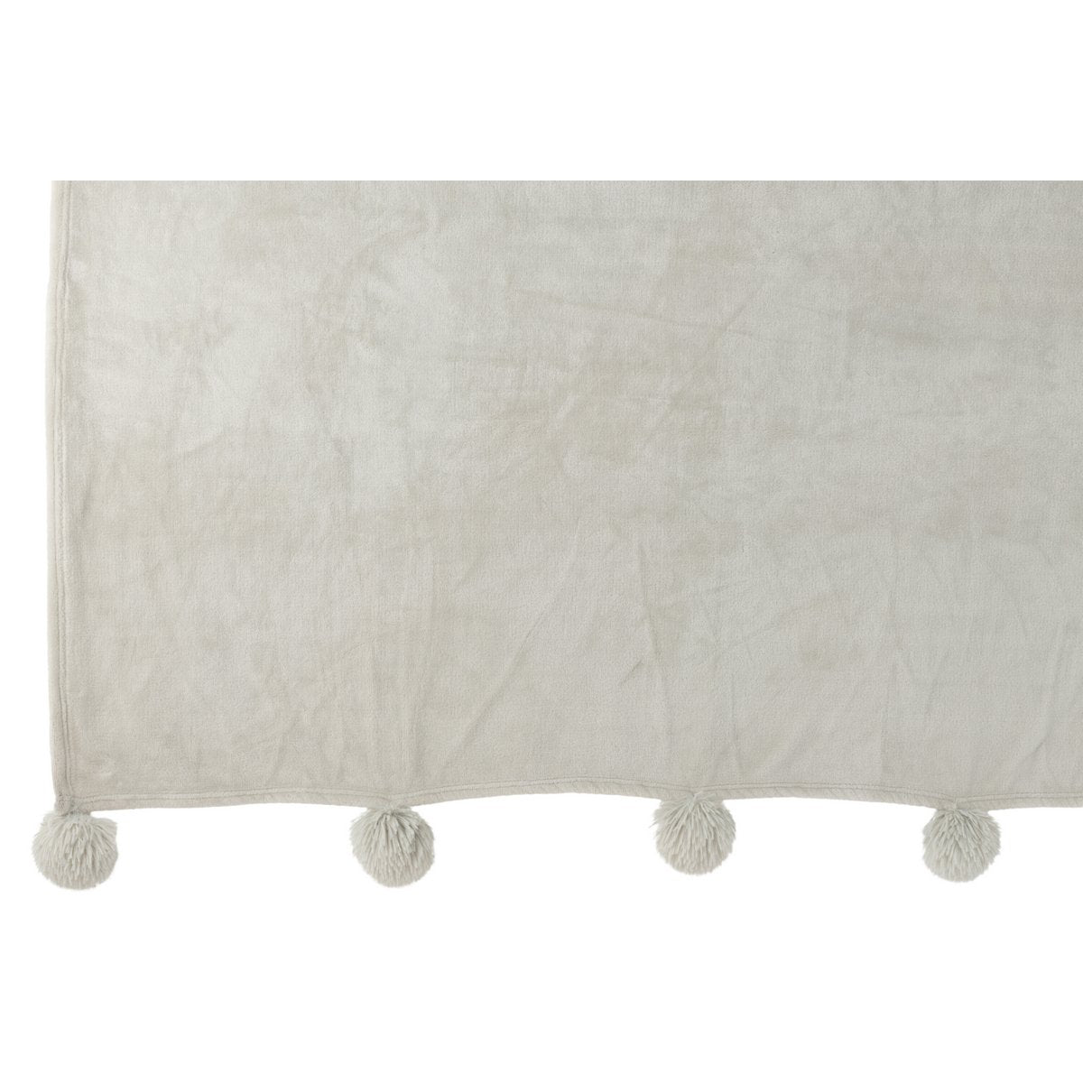Zoom sur le pompon du plaid J-Line gris clair