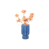 Grand vase rayé rétro en verre bleu, détail des rayures