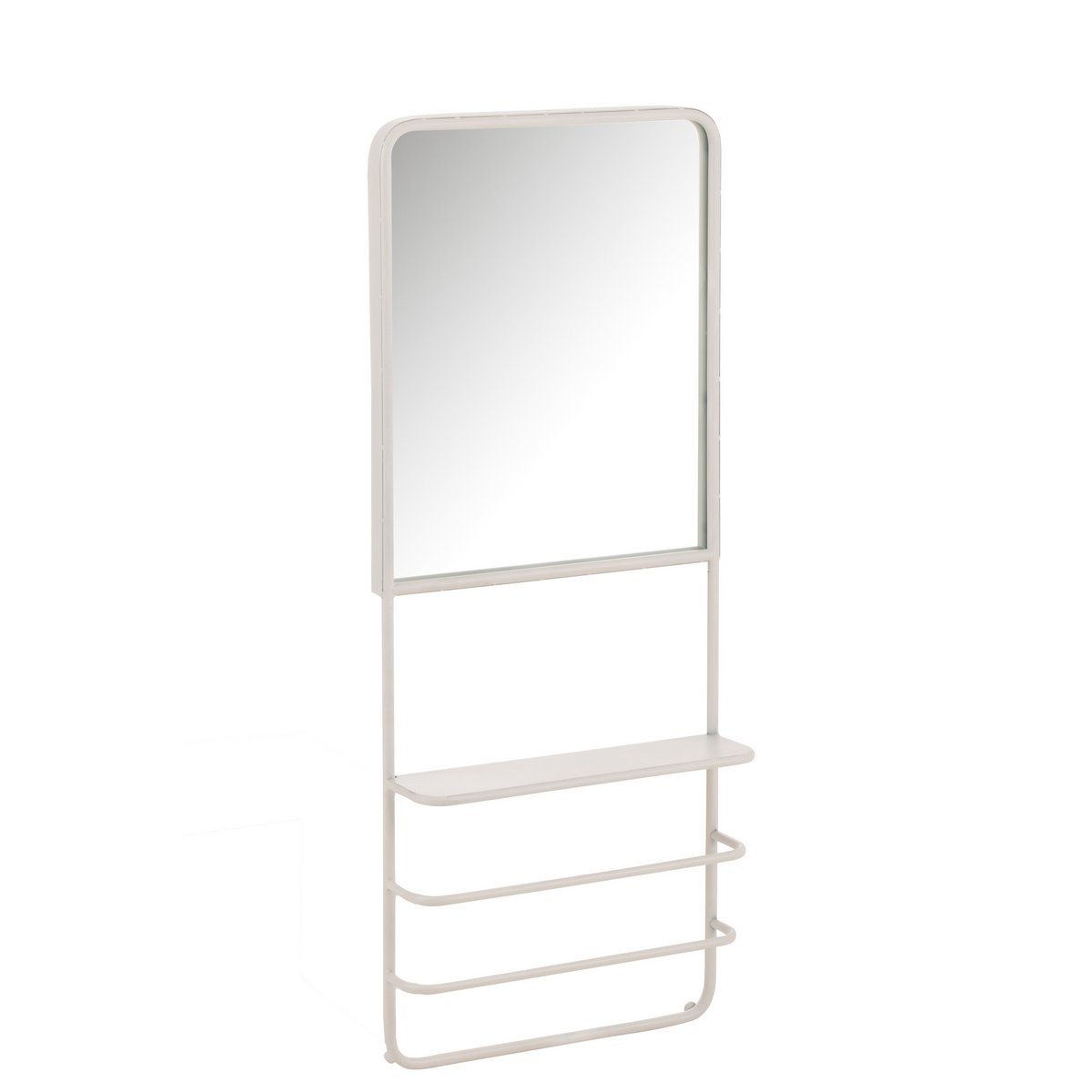 Étagère suspendue J-Line blanche avec miroir, vue de face