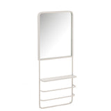 Étagère suspendue J-Line blanche avec miroir, vue de face