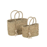 Sac de plage J-Line en jute naturel, détail des coquillages