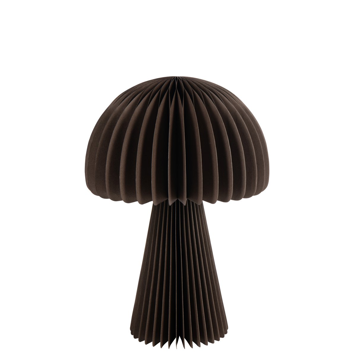 Détail de l'abat-jour J-Line Mushroom pliable en papier marron, éclairage doux
