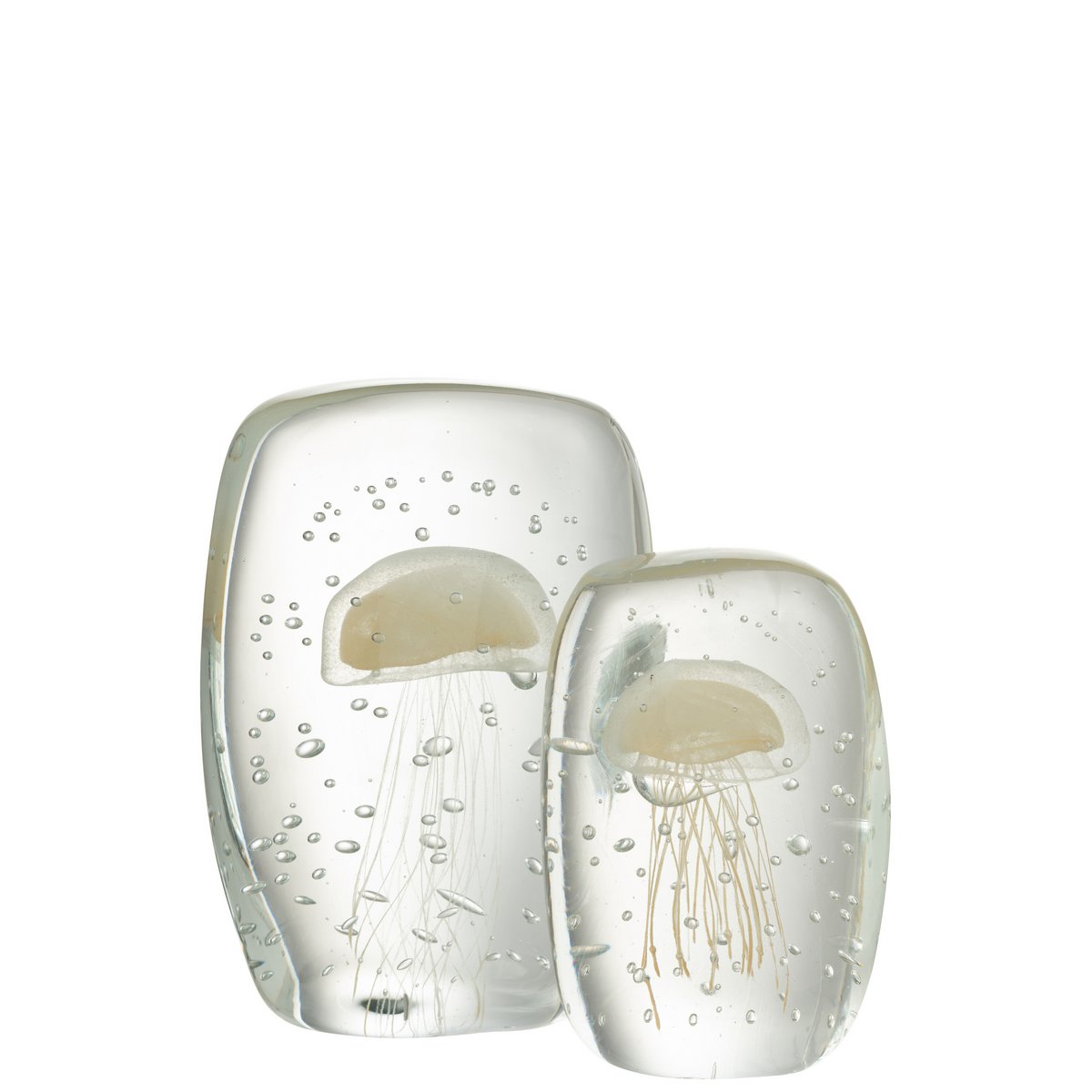 Presse-papier J-Line Calypso en verre beige, vue de face