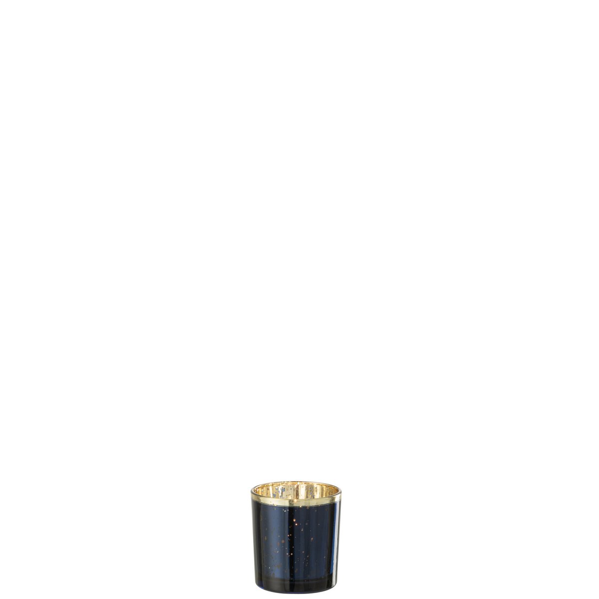 Bougeoir J-Line Edge en verre or et bleu, petit modèle