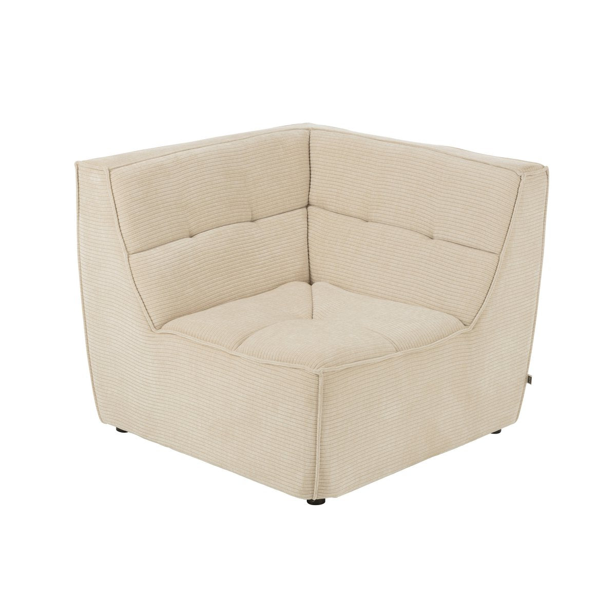 Chaise d'angle Grid J-Line en bois et mousse beige, vue de face