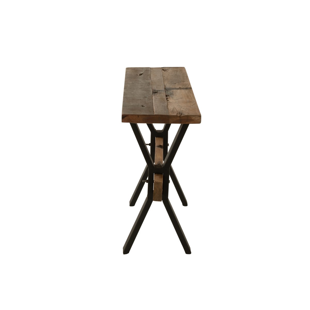 Console J-Line Bois Vieilli Marron en situation dans un salon moderne