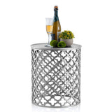 Table décorative table d'appoint en métal ø 40 x 45 cm ronde Cairo argent ou or aluminium oriental
