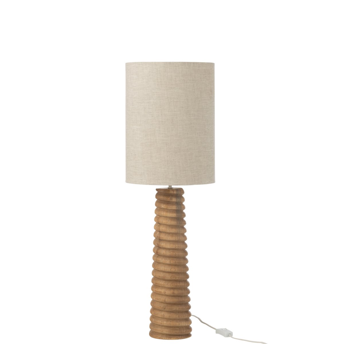 Lampe Fille J-Line en bois naturel avec abat-jour gris