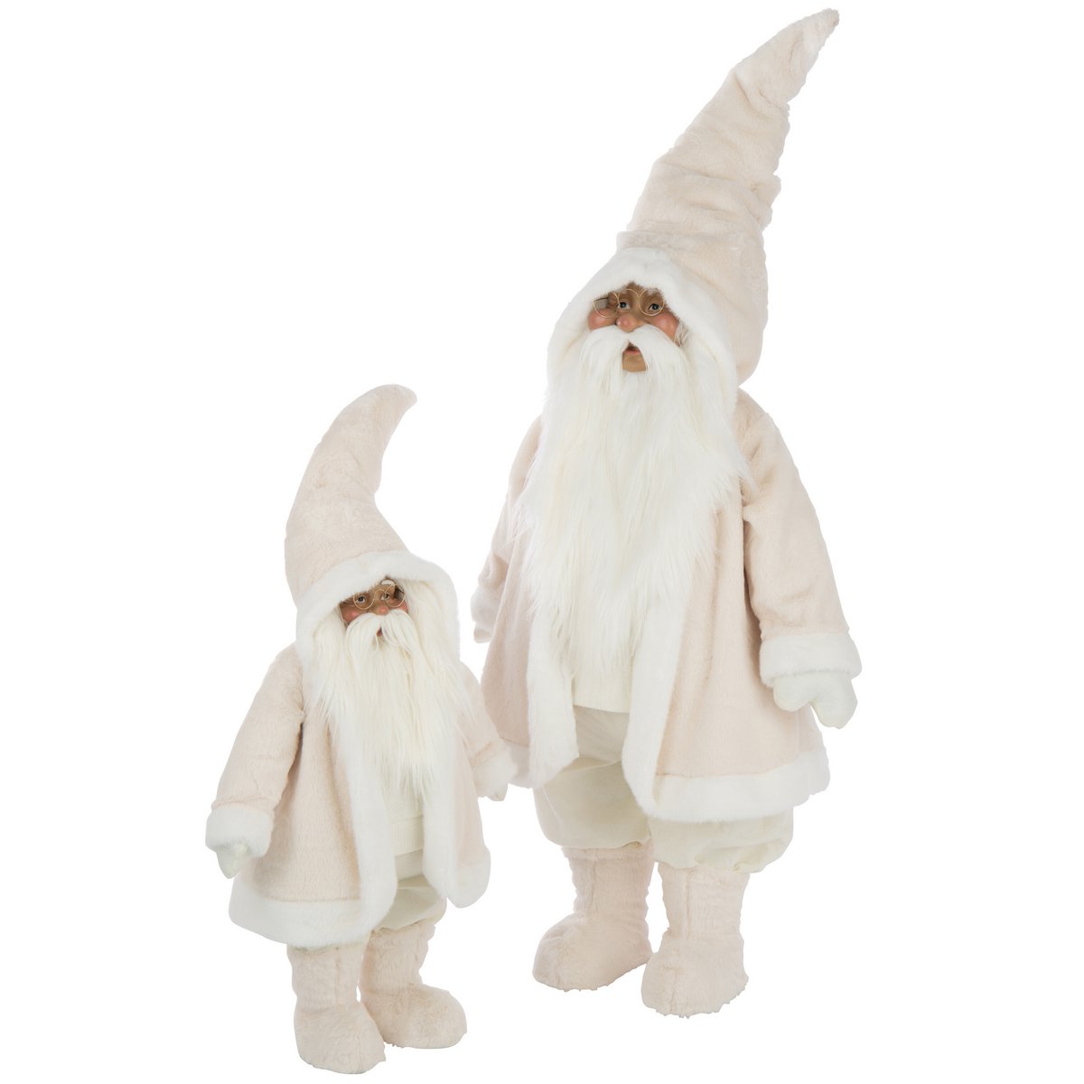Figurine J-Line Père Noël avec lunettes, couleur blanche, élégante et festive.