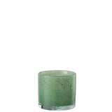 Bougeoir J-Line en verre vert, vue de face avec tealight