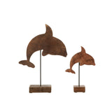 Détail de la figurine Dolphin J-Line en bois, couleur azur