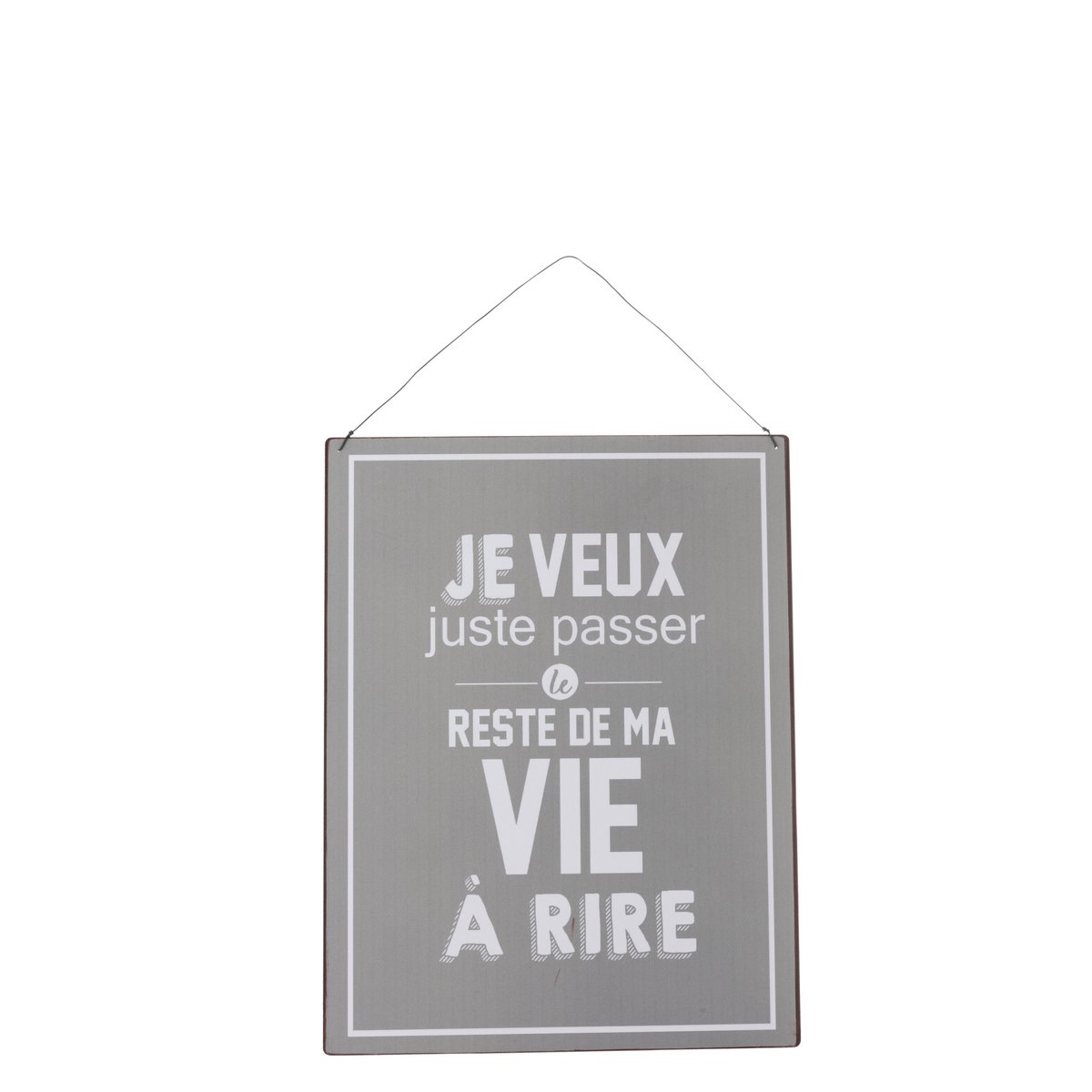 Pancarte murale J-Line en métal gris et blanc avec texte bilingue