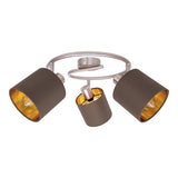 Suspension 3 lampes en métal et tissu marron Maron