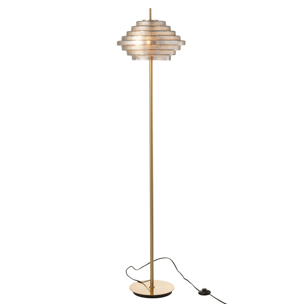 Détail du métal doré de la lampe sur pied J-Line